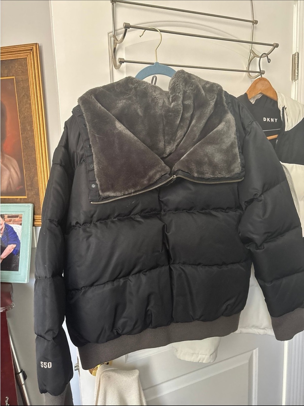 The North Face Black Quilted Puffer Jacket with Faux Fur Collar